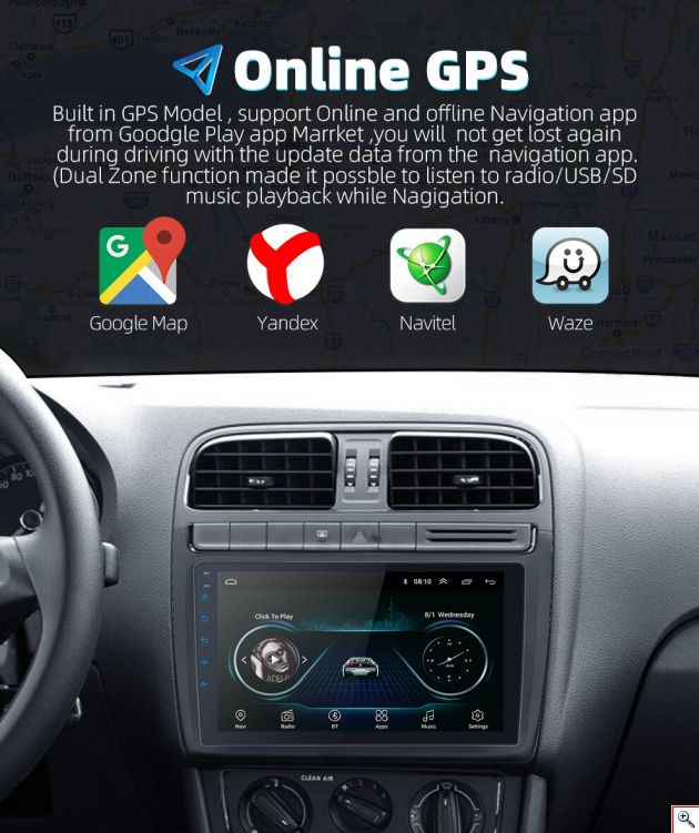 Ηχοσύστημα αυτοκινήτου 2DIN - 9'' - Android - 000154