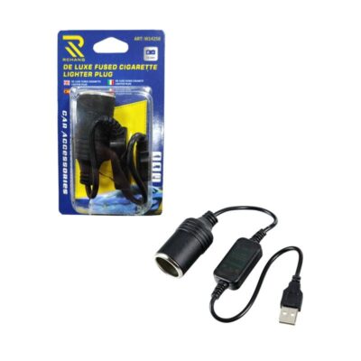 Rchang Μετασχηματιστής/Αντάπτορας Απο USB Σε Υποδοχή Με Φις Αναπτήρα 12-24V  W14258 - De Luxe Fused Cigarette Lighter Plug