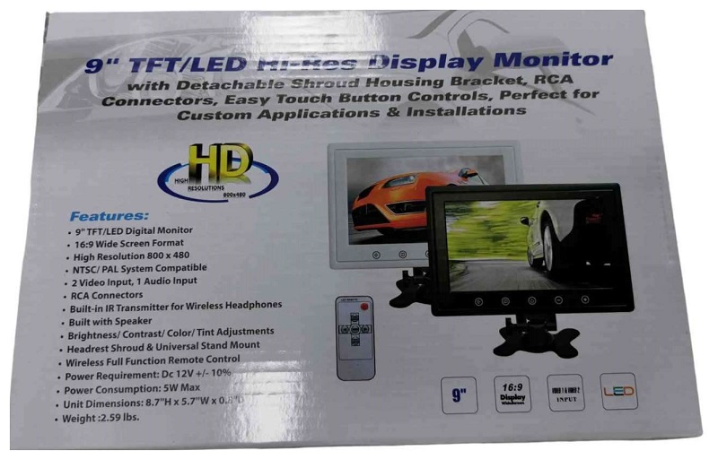 Οθόνη - Monitor αυτοκινήτου - 9'' - 12V - 011226