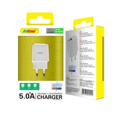 Andowl Φορτιστής Χωρίς Καλώδιο με 2 Θύρες USB/Type-C 20W 5.0A Q-PD15 - Fast charger