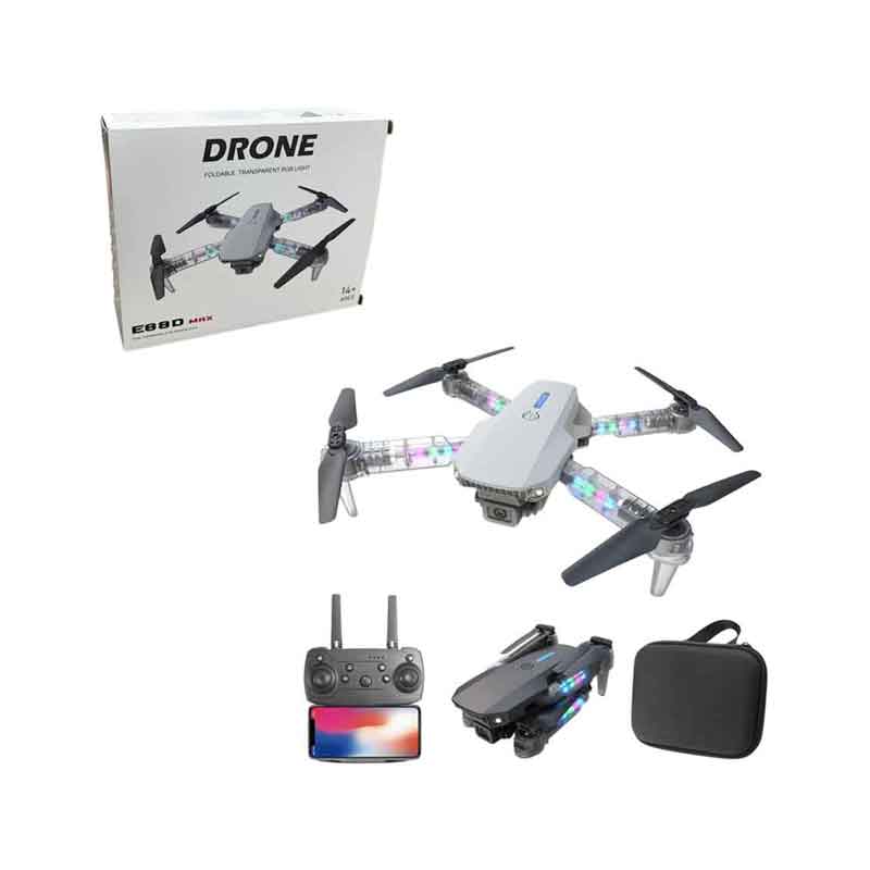 Μικρό Αναδιπλόμενο Και Επαναφορτιζόμενο Drone Με Φωτισμό RGB  E88D - E88D MAX Professional Drone