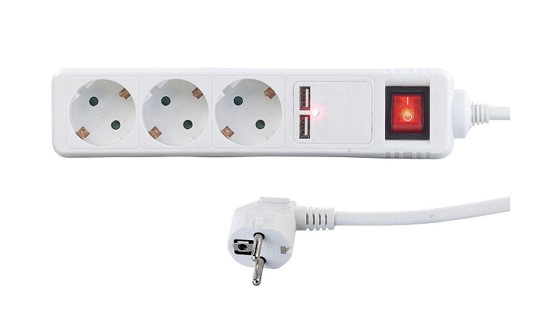 Πολύπριζο 3 θέσεων με διακόπτη και 2 θύρες USB - Σούκο - STGB03SU - 1.5m - 061150