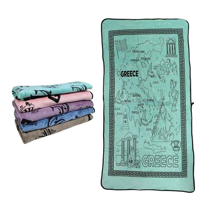 Πετσέτα θαλάσσης Greece Με Χάρτη Της Ελλάδας 140x70cm - Beach towel