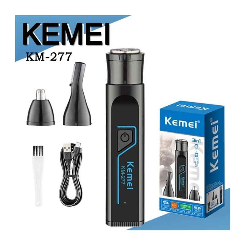 Kemei Ξυριστική Μηχανή Προσώπου Επαναφορτιζόμενη KM-277 - 3in1 Multifunction Shaving Kit KM-277