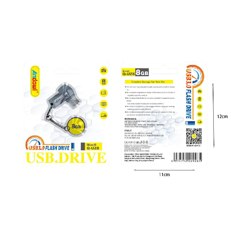 Andowl Στικάκι USB 3.0 Flash Drive 8GB Q-UZ8 - Flash Drive