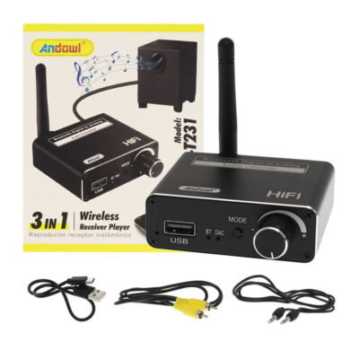 Andowl Bluetooth 5.0 Receiver με θύρα εξόδου USB Q-T231 - 3in1 Wireless Receiver Player