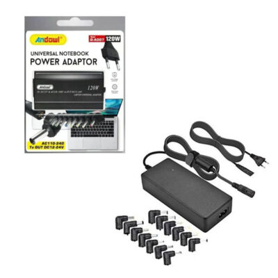 Andowl Universal Φορτιστής Laptop 120W με Αποσπώμενο Καλώδιο Τροφοδοσίας και με σετ βυσμάτων Q-A007 - Universal Notebook Power Adaptor