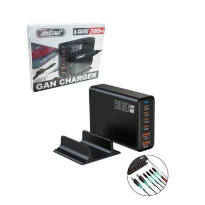Andowl Βάση Φόρτισης GaN με 2 Θύρες USB-A και 4 Θύρες USB-C 200W Power Delivery / Quick Charge 3.0 Q-CD787 - Gan Charger