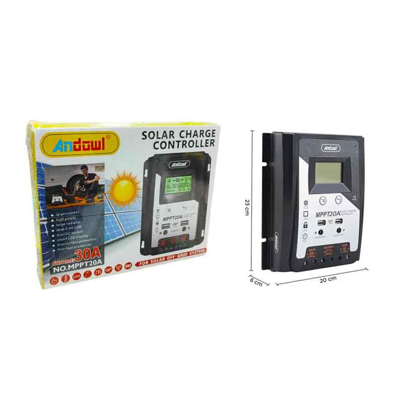 075881-4 Andowl Ρυθμιστής φόρτισης φωτοβολταϊκών 30Amber MPPT 20A - Solar Charge Controller