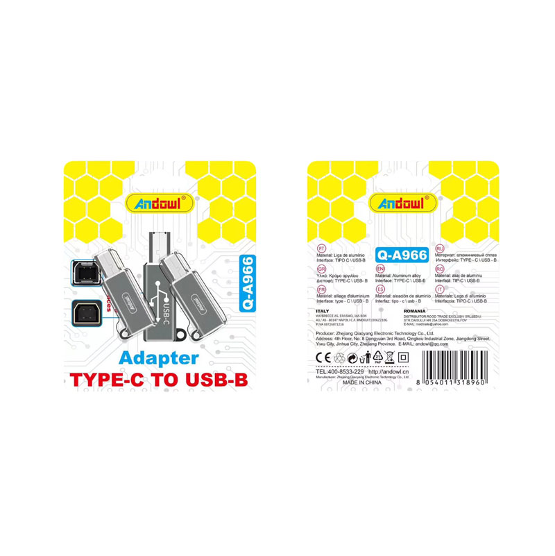 Andowl Προσαρμογέας Type-C σε USB-B Q-A966 - Adapter