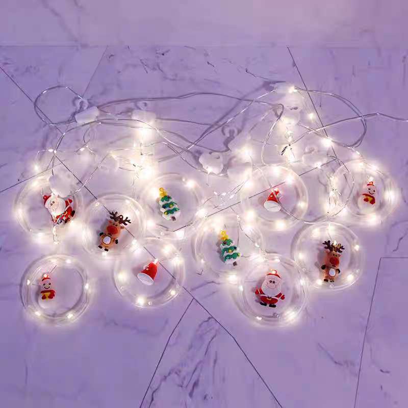 LED Χριστουγεννιάτικα φωτάκια κουρτίνα με φιγούρες ψυχρό φως 3m 10L - Christmas deco lights curtain