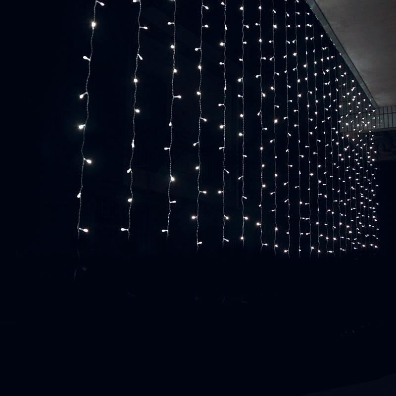 Χριστουγεννιάτικα Λαμπάκια Κουρτίνα LED 100L Ψυχρό Χρώμα με Διαφανές Καλώδιο 3m x 60cm - Christmas lights LED white light