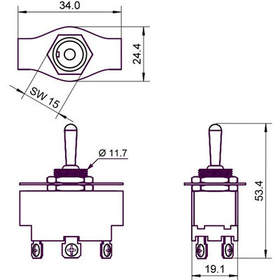 GOOBAY διακόπτης 10114, 6-pin, 2x ON-OFF-ON, 6A 250V