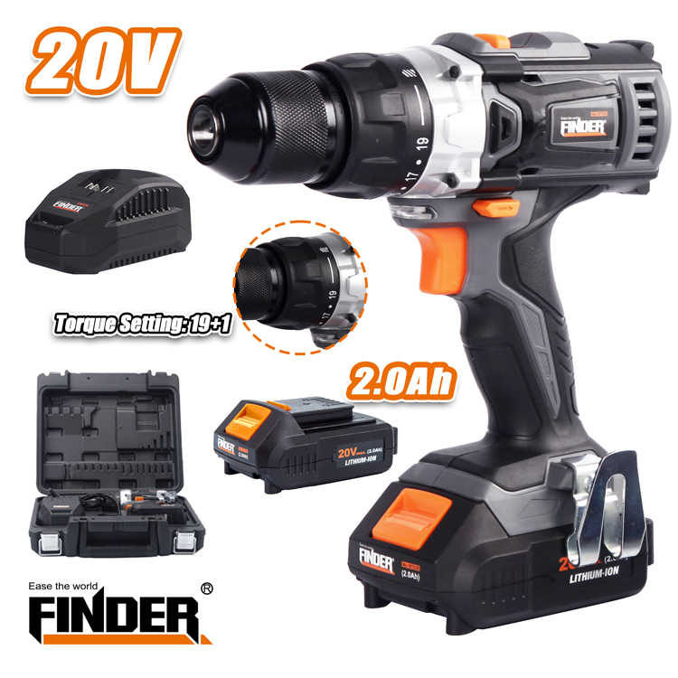 Δραπανοκατσάβιδο μπαταρίας Li-ion - 20V - Finder - 197352