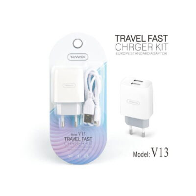 Tranyoo Φορτιστής με καλώδιο lightning IOS 1m 2.4A V13- Travel fast charger kit