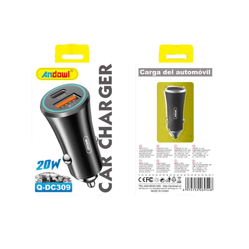 Andowl Φορτιστής αυτοκινήτου 20W Q-DC309 - Car charger