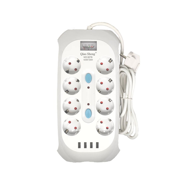 Qiao Sheng  Πολύμπριζο 8 Θέσεων 10Α/250V-2500W 2m NO:3278 - Smart power 8 power socket