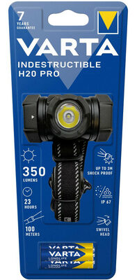VARTA LED φακός κεφαλής Indestructible H20 Pro, 350lm, IP67, μαύρος