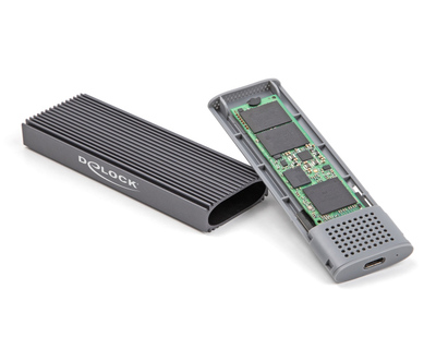DELOCK θήκη για M.2 NVMe PCIe/SATA SSD 42019, tool free, 10Gbps, μαύρη