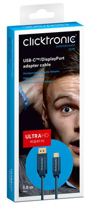 CLICKTRONIC καλώδιο DisplayPort σε USB Type-C 44931, 4K/60Hz, 1m, μπλε