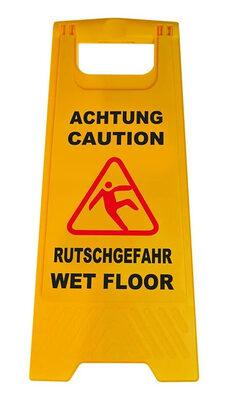 Προειδοποιητική πινακίδα "caution wet floor" 520112, 21-30x58cm, κίτρινη