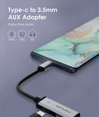 CABLETIME αντάπτορας USB-C σε USB-C & 3.5mm CT-CMACD, γκρι