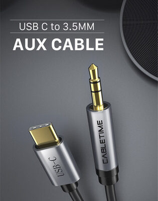 CABLETIME καλώδιο USB-C σε 3.5mm CT-CMAUDIO, AUX, 1.8m, μαύρο