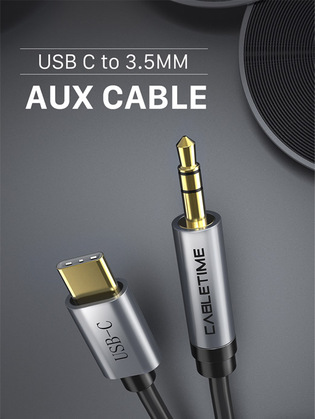 CABLETIME καλώδιο USB-C σε 3.5mm CT-CMAUDIO, AUX, 1.8m, μαύρο