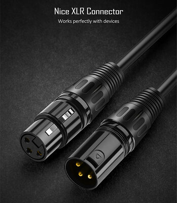 CABLETIME καλώδιο μικροφώνου XLR 11B24, 3-pin, 24AWG, 10m, μαύρο