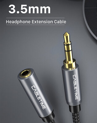 CABLETIME προέκταση καλωδίου ήχου 3.5mm CT-P11F, AUX, 1.8m, μαύρο