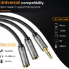 CABLETIME καλώδιο ήχου 3.5mm σε 2x 3.5mm CT-P12G, 3-pole, 20cm, μαύρο
