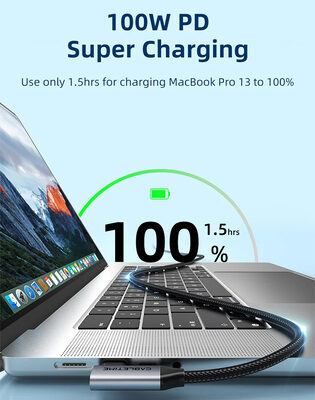 CABLETIME καλώδιο USB-C CT-CMCML-AG1, γωνιακό, 100W 20Gbps 4K, 1m, μαύρο