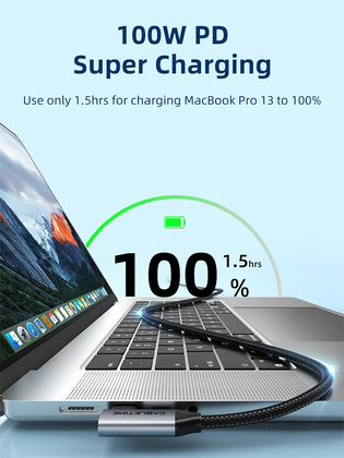 CABLETIME καλώδιο USB-C CT-CMCML-AG1, γωνιακό, 100W 20Gbps 4K, 1m, μαύρο