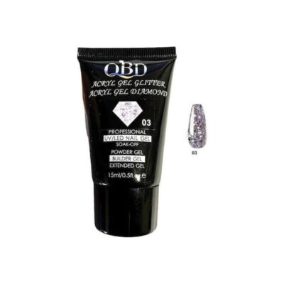 QBD Ακρυλικό τζελ χτισίματος νυχιών #03 - Diamond Acrylic gel glitter UV/LED Nail gel