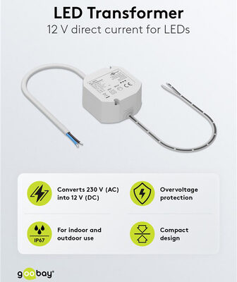 GOOBAY μετασχηματιστής LED 59575, 12V/1A, 12W, IP65
