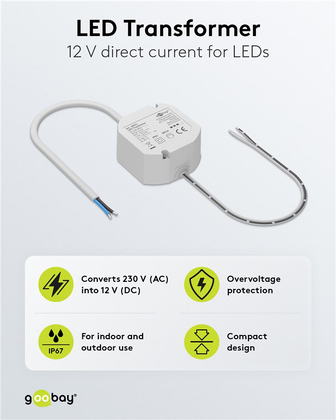 GOOBAY μετασχηματιστής LED 59575, 12V/1A, 12W, IP65