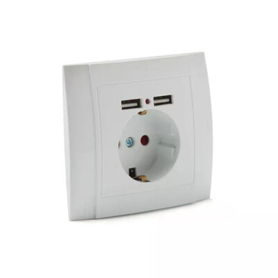 Πρίζα τοίχου εντοιχιζόμενη με USB λευκό Songrui - Wall switch