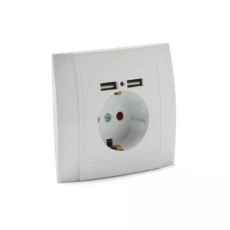 Πρίζα τοίχου εντοιχιζόμενη με USB λευκό Songrui - Wall switch