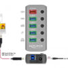 DELOCK USB hub 63262 με διακόπτες, 5x θυρών, 5Gbps, 2.4A, γκρι