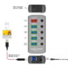 DELOCK USB hub 63263 με διακόπτες, 6x θυρών, 5Gbps, 12V/2.25A PD, γκρι