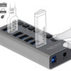 DELOCK USB hub 63669 με διακόπτες, 7x θυρών, 5Gbps, γκρι