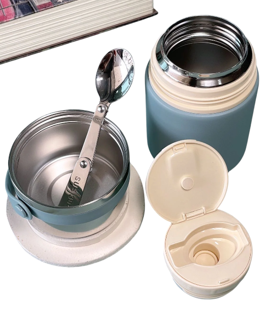 Φορητό παγούρι-θερμός με κουτάλι - ZF022 - 600ml - 640222 - Brown