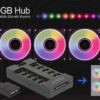 DELOCK RGB hub 64128 για ARGB LEDs, 10 θύρες, μαύρο