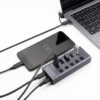 DELOCK USB hub 64248 με διακόπτες, 5x θυρών, 5Gbps, USB/USB-C σύνδεση, γκρι
