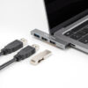 DELOCK USB hub 64274, 3x θυρών, 10Gbps, USB-C σύνδεση, γκρι