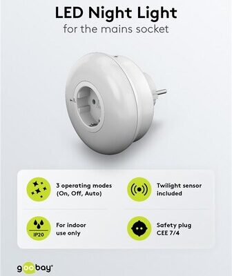 GOOBAY LED φωτιστικό νυκτός 64566 με πρίζα schuko, 6500K, IP20