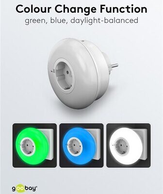 GOOBAY LED φωτιστικό νυκτός 64567, πρίζα schuko, 3 χρώματα φωτός, 6500K