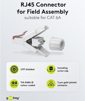 GOOBAY βύσμα RJ45 65942, CAT 6 UTP, tool-free, λευκό