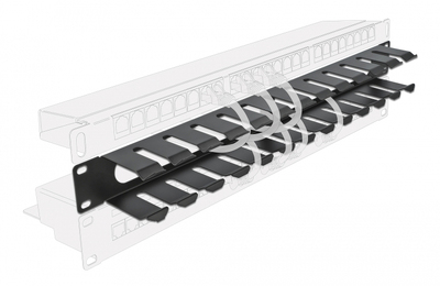 DELOCK cable management 66550 για rack 19"/1U, μεταλλικό, μαύρο