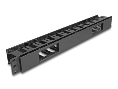 DELOCK cable management 67021 για rack 19"/1U, 2 ανοίγματα, πλαστικό, μαύρο